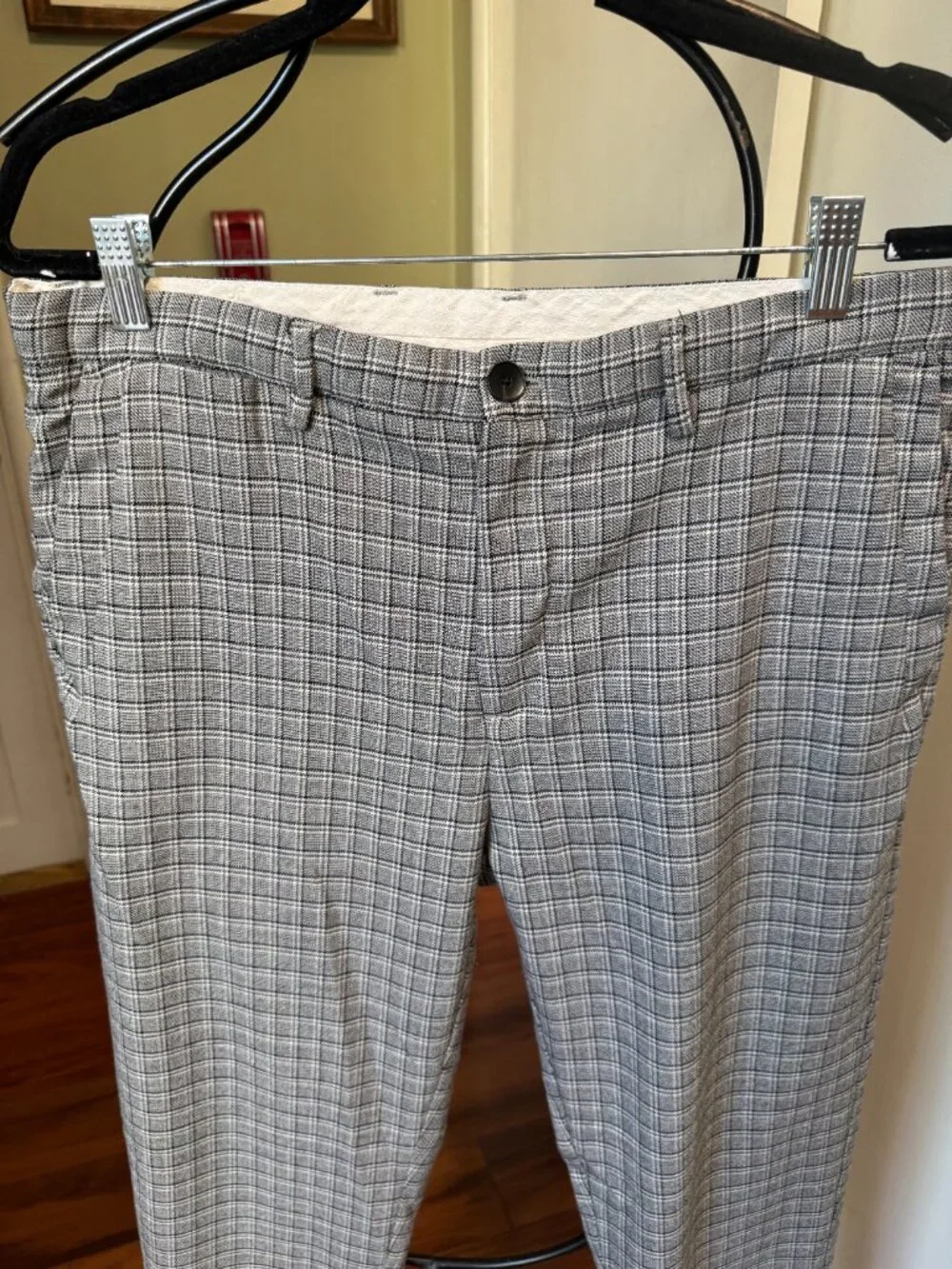 ZARA gray checkered pant men size 32 x32  nw straight